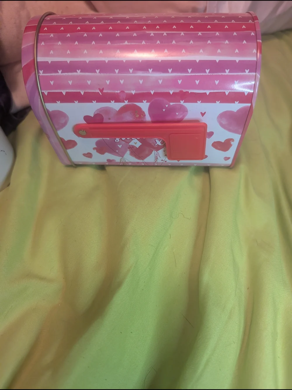 Pink Heart Mini Mailbox Decorative Tin
